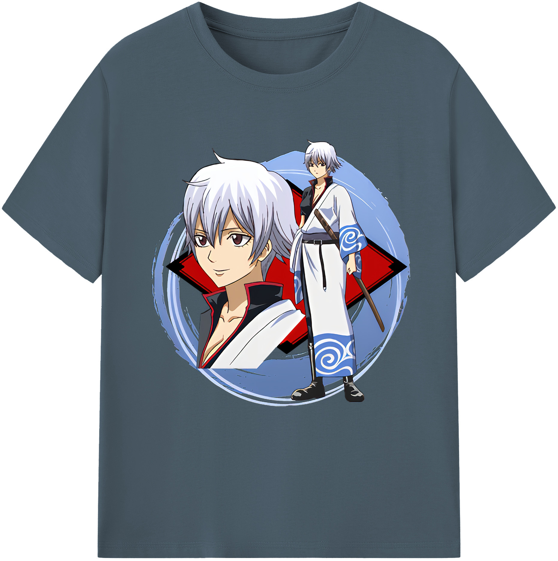 （画像用） ぎんたま 坂田銀時（さかたぎんとき） 神楽 志村新八（しむら しんぱち） GINTAMA Sakata Gintoki Kagura Shimura Shinpachi 綿100％半袖Tシャツ（フロントプリント）